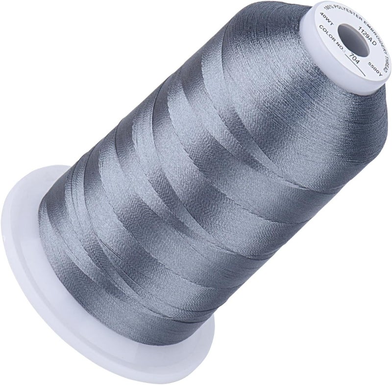 simthread 5500Yds Embroidery Thread, 5000M High-Yardage 40WT 100% Polyester Thread – 170+ Vivid Colors, High-Speed Rated – Compatible with Brother, Singer, Janome & More - Pewter 704 - Image 1